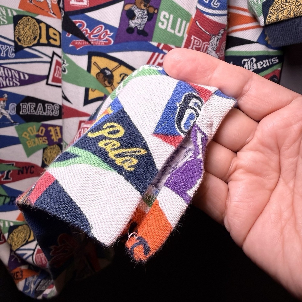 Polo Ralph Lauren Pennant Flag Shirt Baseball Bears All Over Print Sz L * READ* - Picture 7 of 14